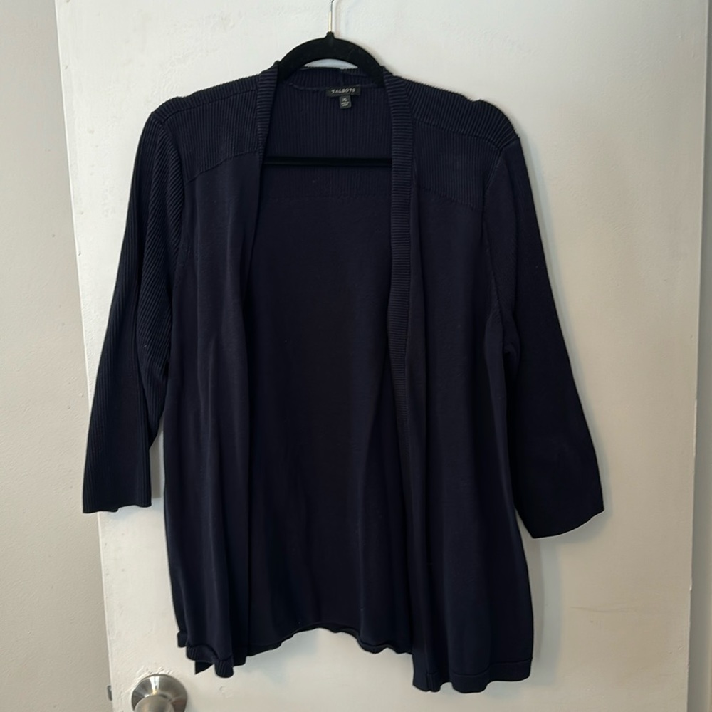 Talbots navy blue cardigan size XL. Not stored on hanger